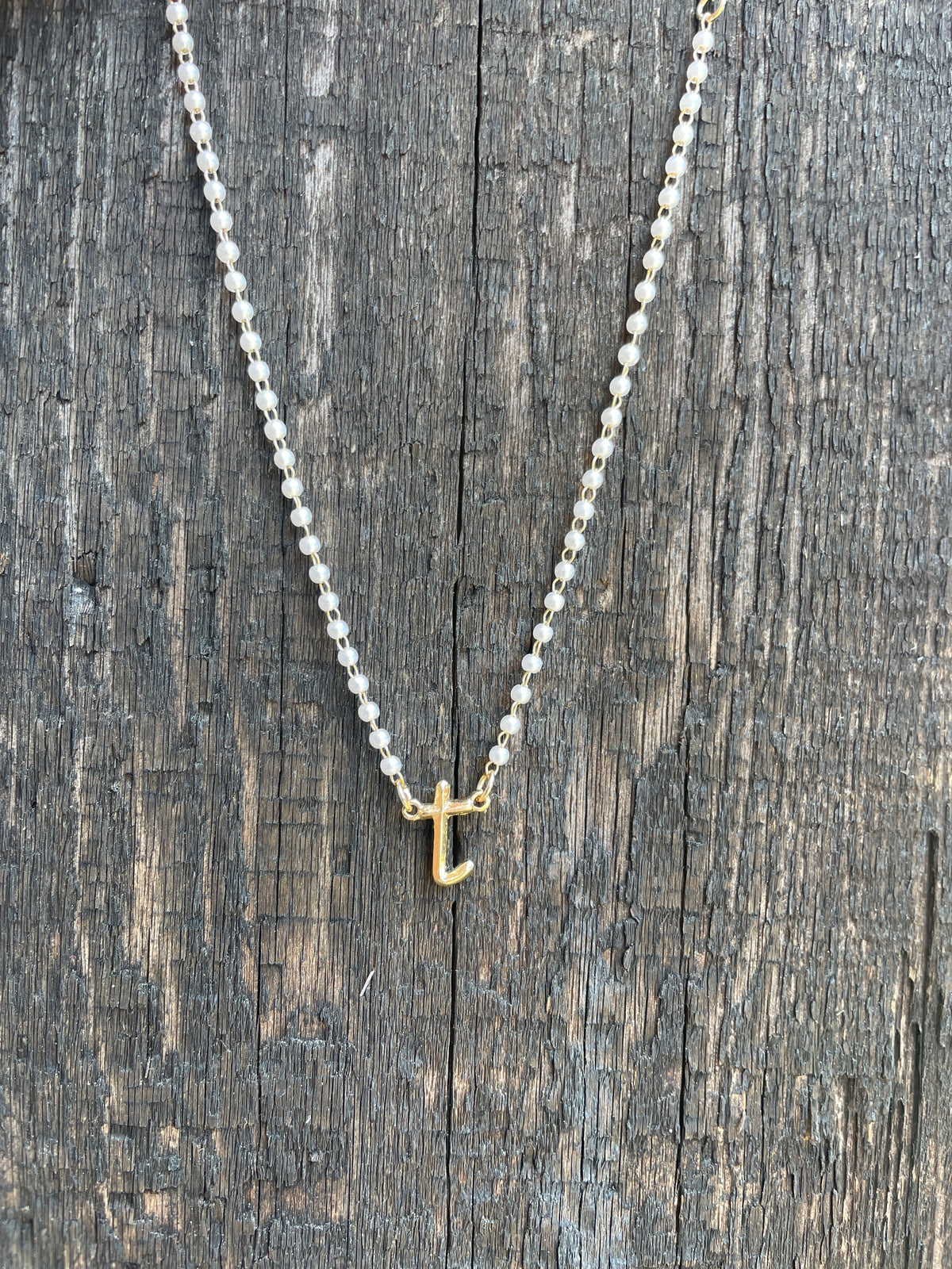 Gold & Pearl Dainty Initial Necklace