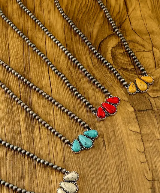 Bohemian Stone Necklace (Yellow)