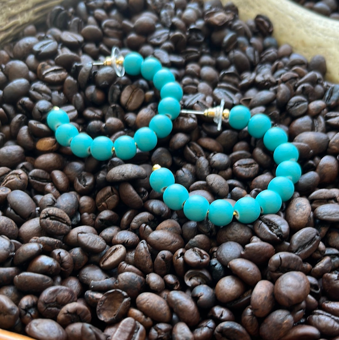 Turquoise Beaded Hoops