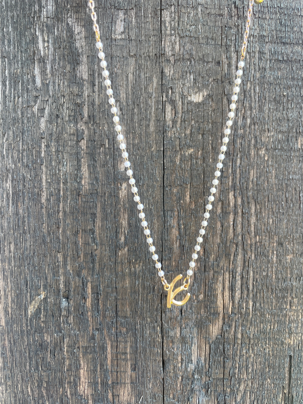 Gold & Pearl Dainty Initial Necklace