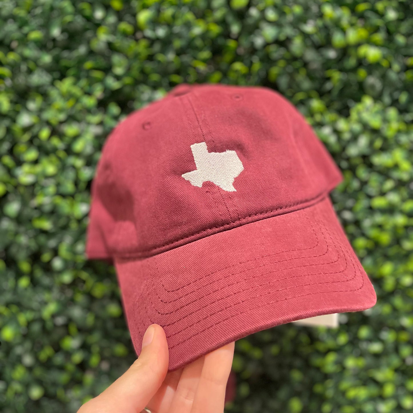 Maroon with white Texas Dad Hat