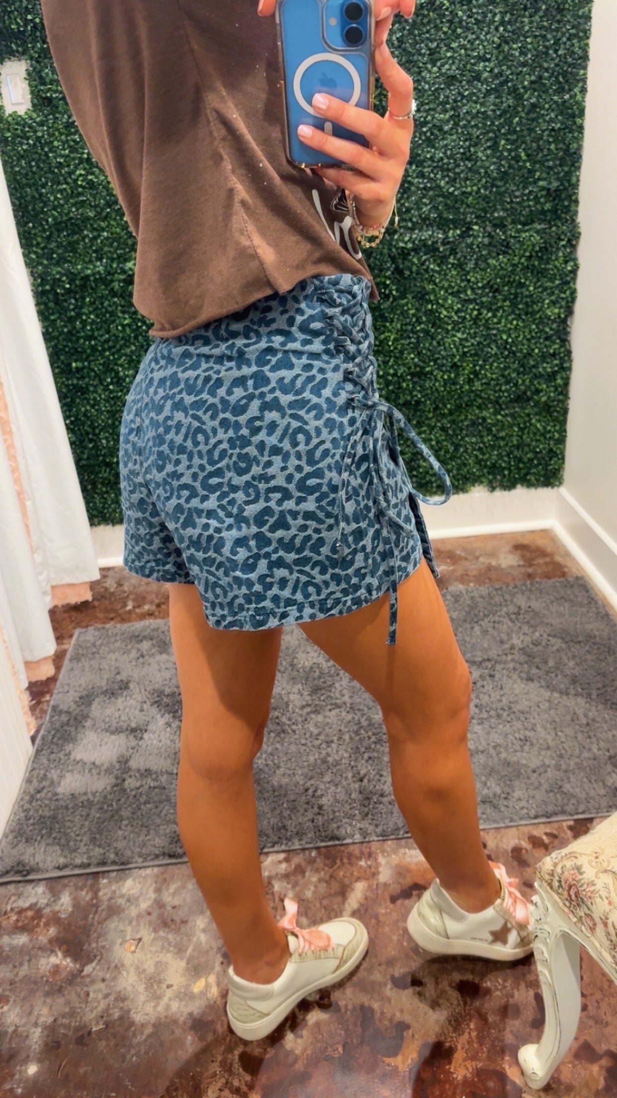 Leopard Denim Skort