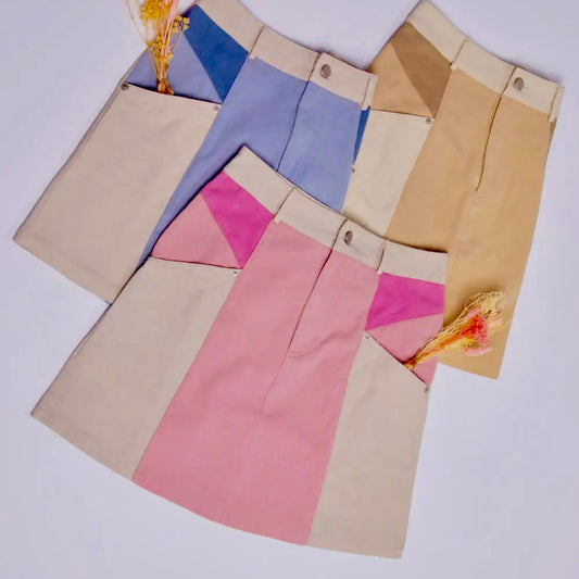 Pink Color Block Skirt