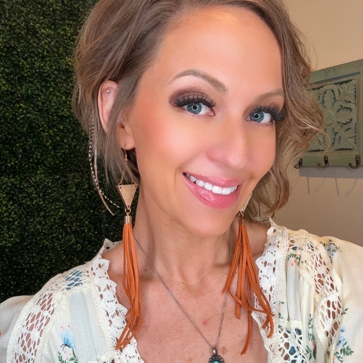 Boho Leather Fringe Earrings