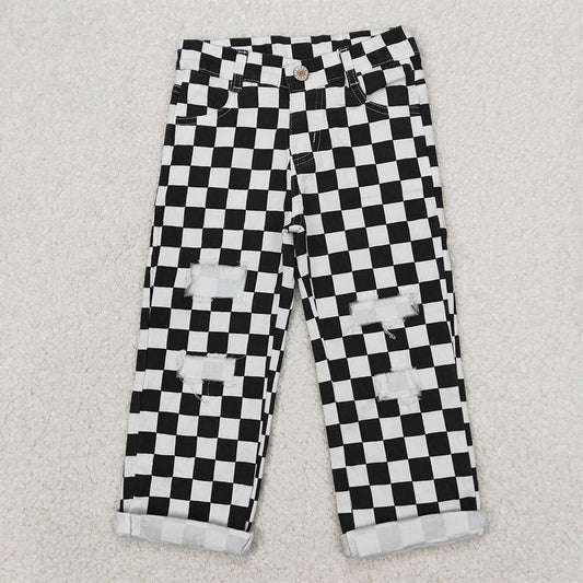 Kids Black and White Checkered Pants
