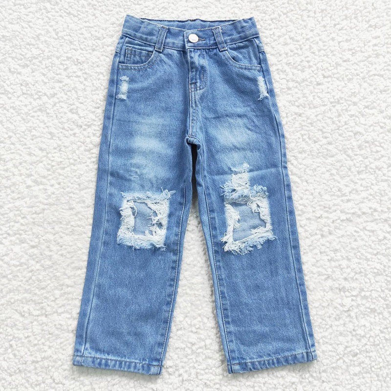 Kids Light Wash Distressed Denim