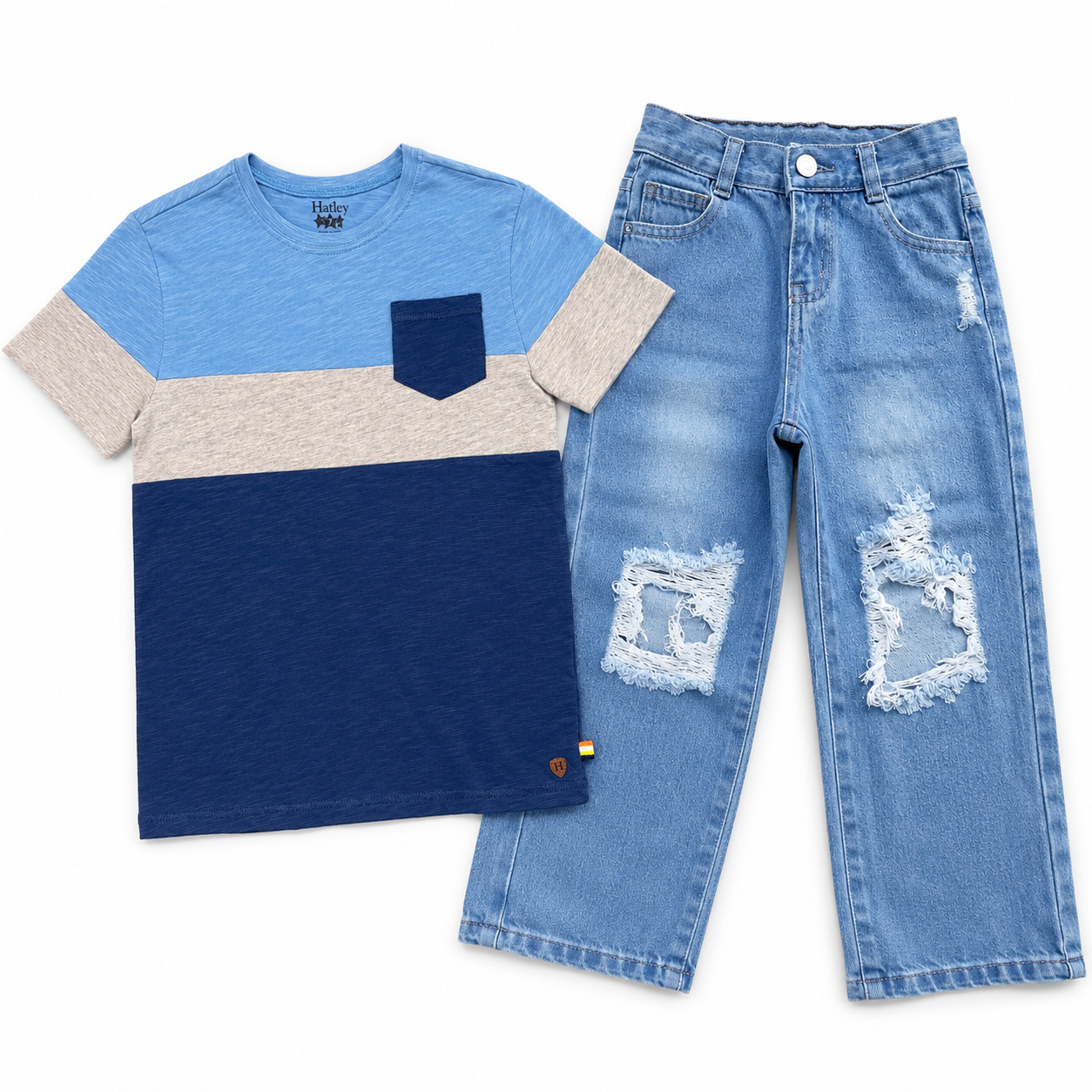 Blue Panel Pocket Tee