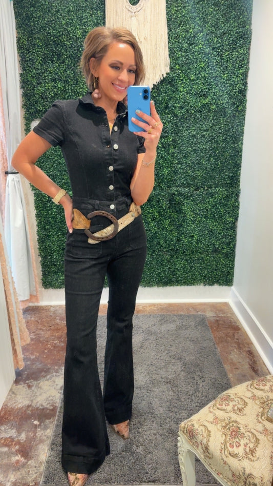 Lainey Denim Jumpsuit (Black)
