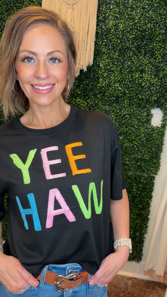 Yee Haw Rope Embroidered Tee