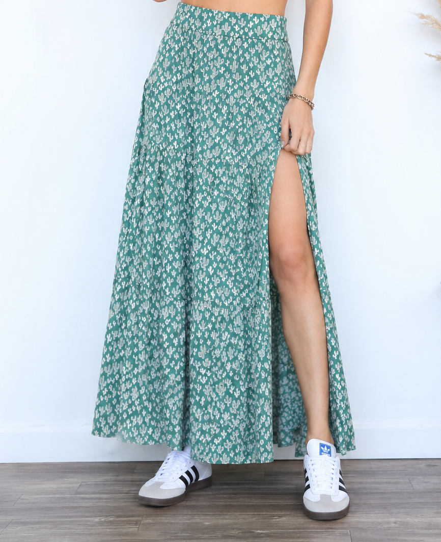 Cactus Maxi Skirt with Slit