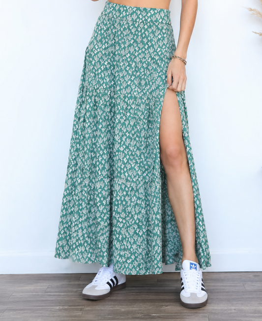 Cactus Maxi Skirt with Slit