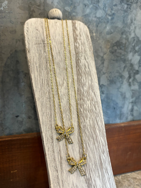 Diamond Bow Necklace