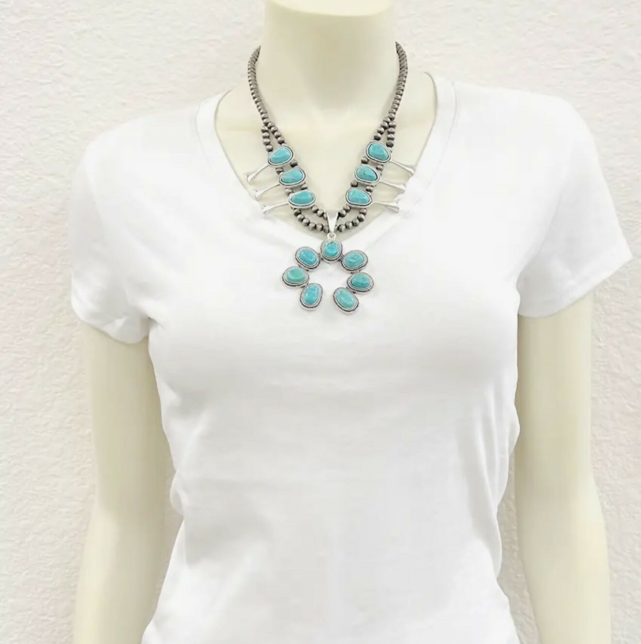 Squash Blossom Turquoise Necklace