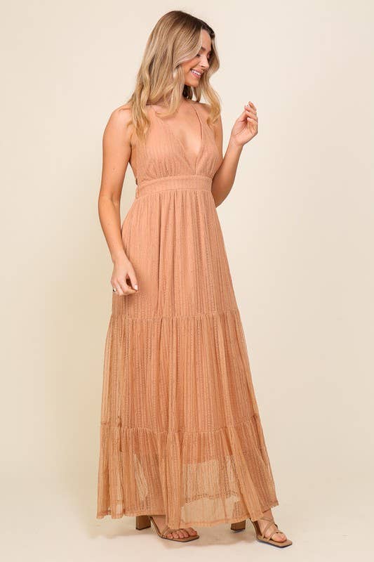 Boho Halter Lace Maxi  Dress