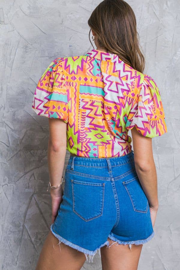 A printed woven top - IT12063-A