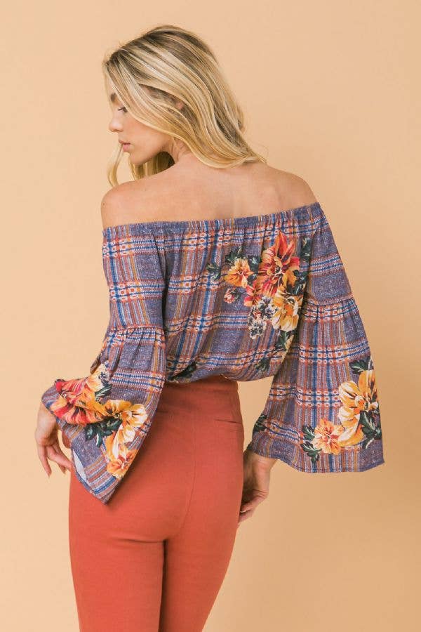OFF-THESHOULDER FLORAL TOP -JT7034