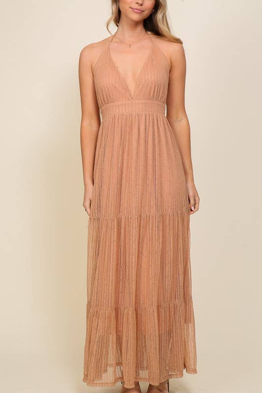 Boho Halter Lace Maxi  Dress