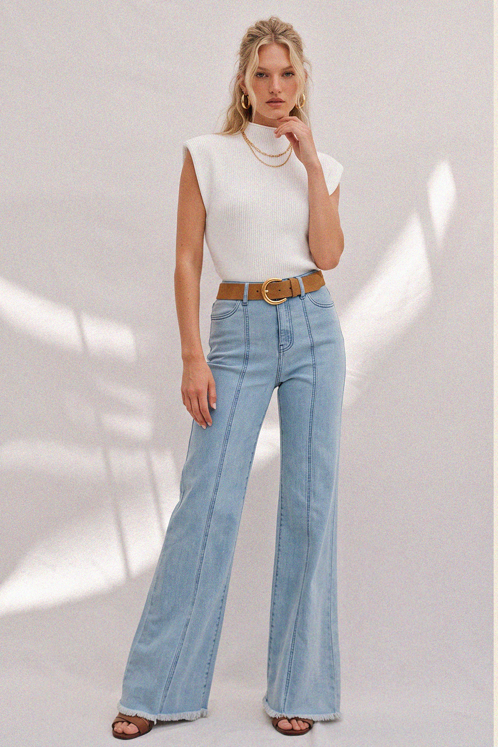WIDE LEG PALAZZO FIT JEANS WITH STRETCH 2472PIA