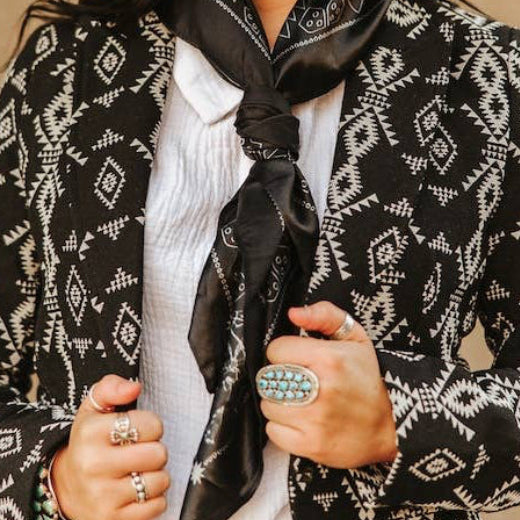 Black Western Paisley Printed Wild Rag