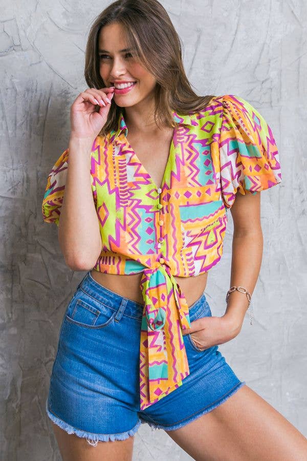 A printed woven top - IT12063-A