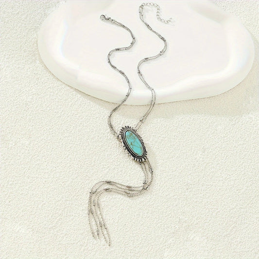 Turquoise Chain Bolo Necklace