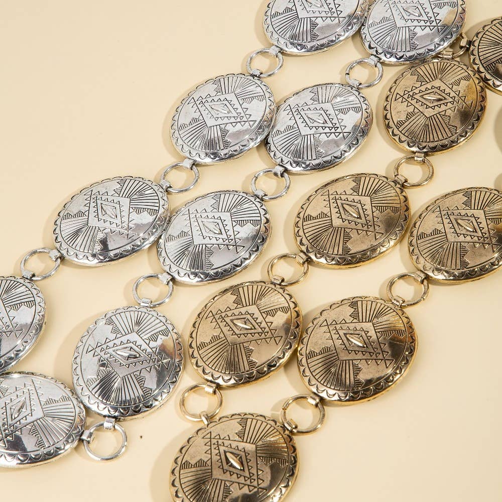 Aztec Engraved Chain Belt