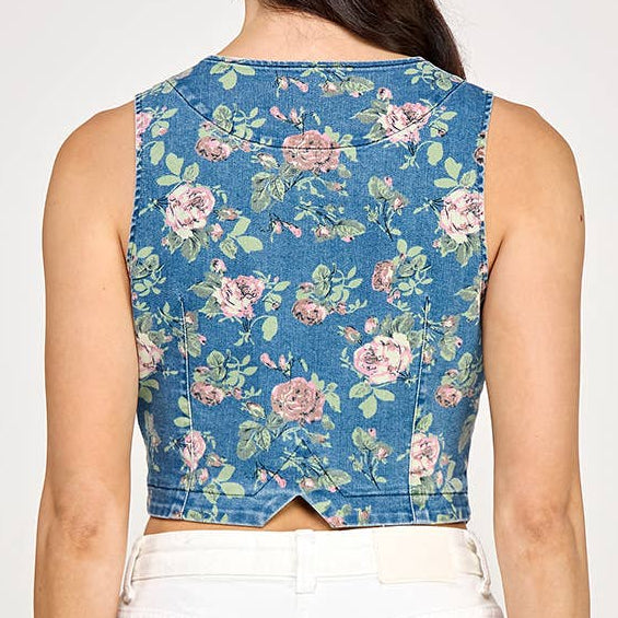 Alexa Floral Denim Vest