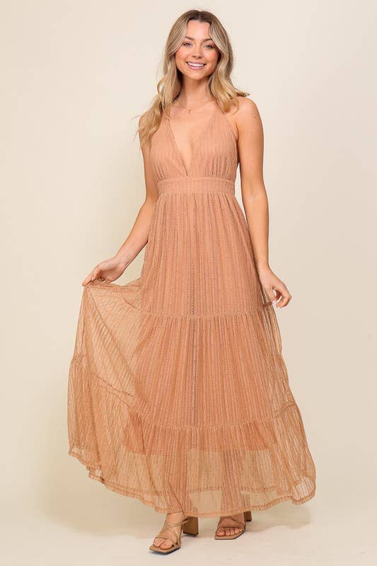 Boho Halter Lace Maxi  Dress