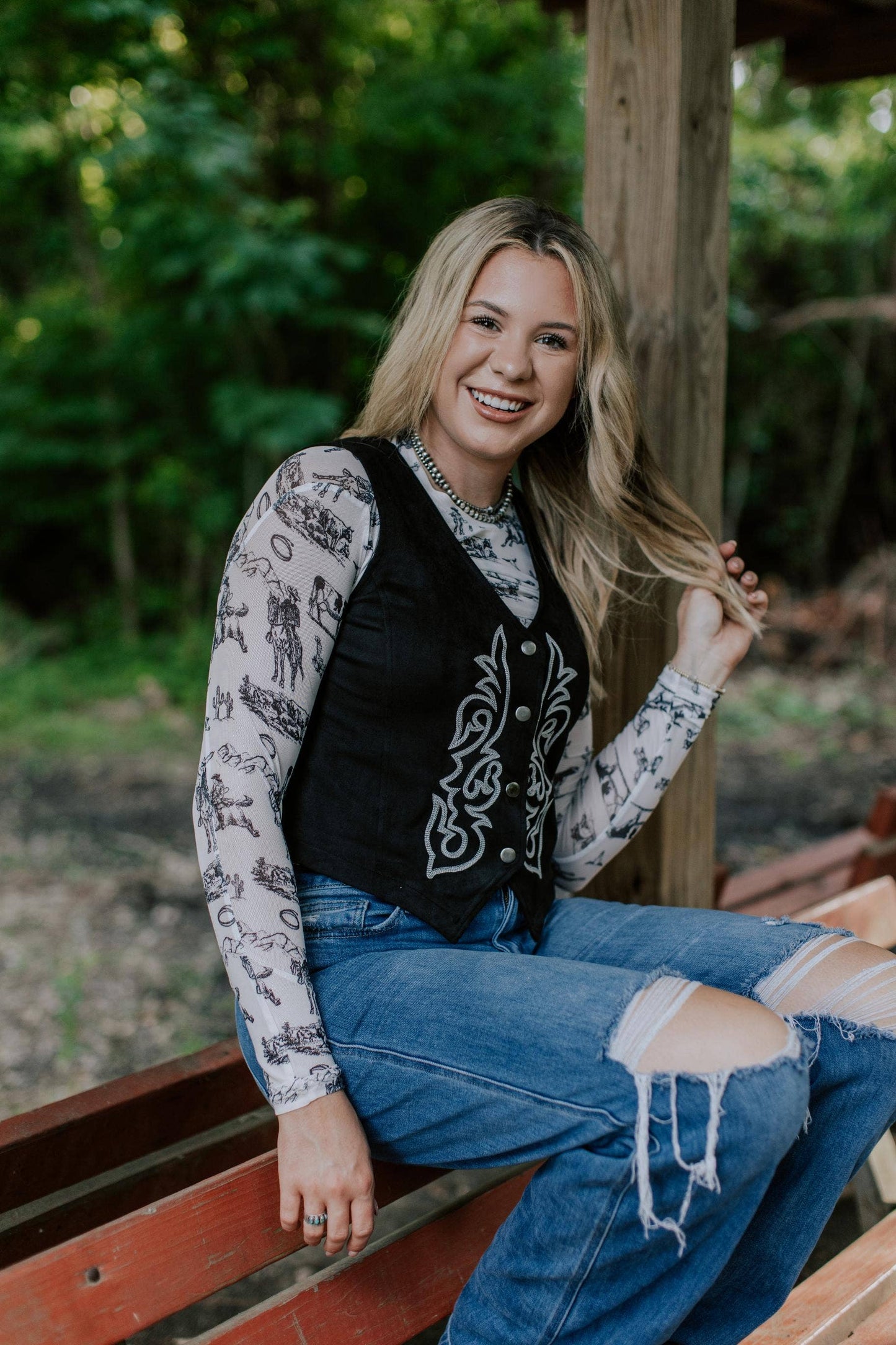 Suede Boot Stitch Vest