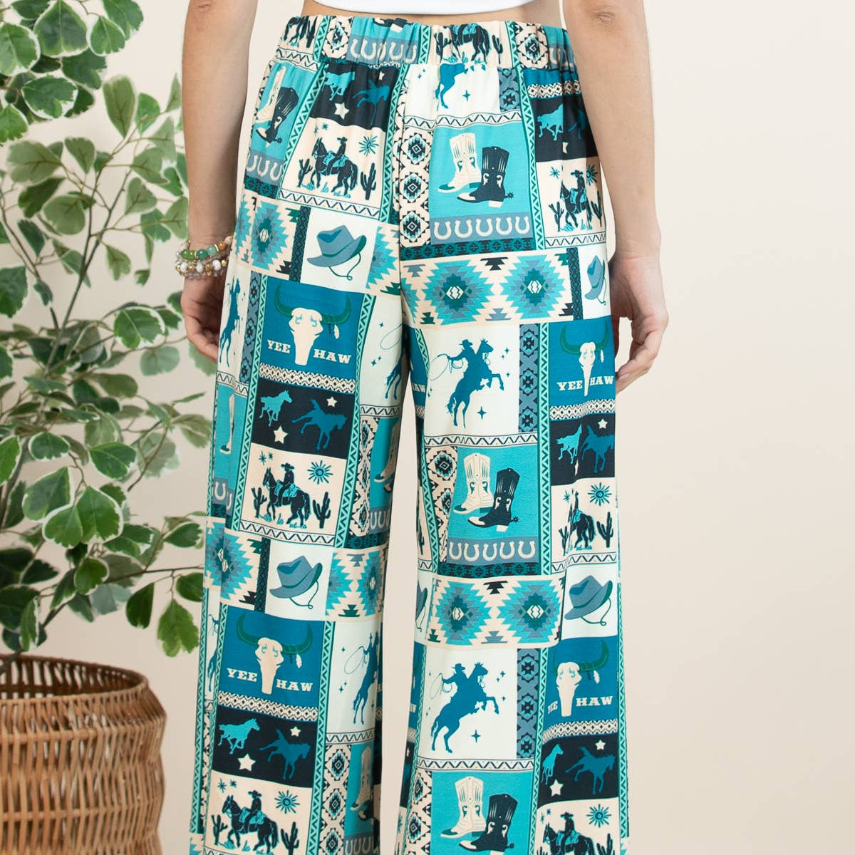 Blue Collage Print Slack Pan
