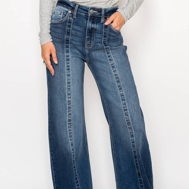 Alysa Dark Wash Wide Leg