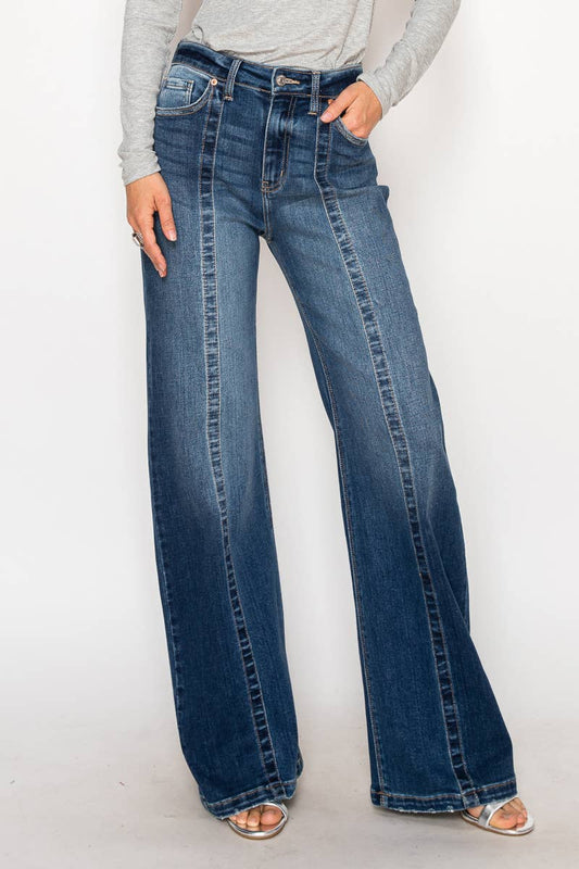 Alysa Dark Wash Wide Leg