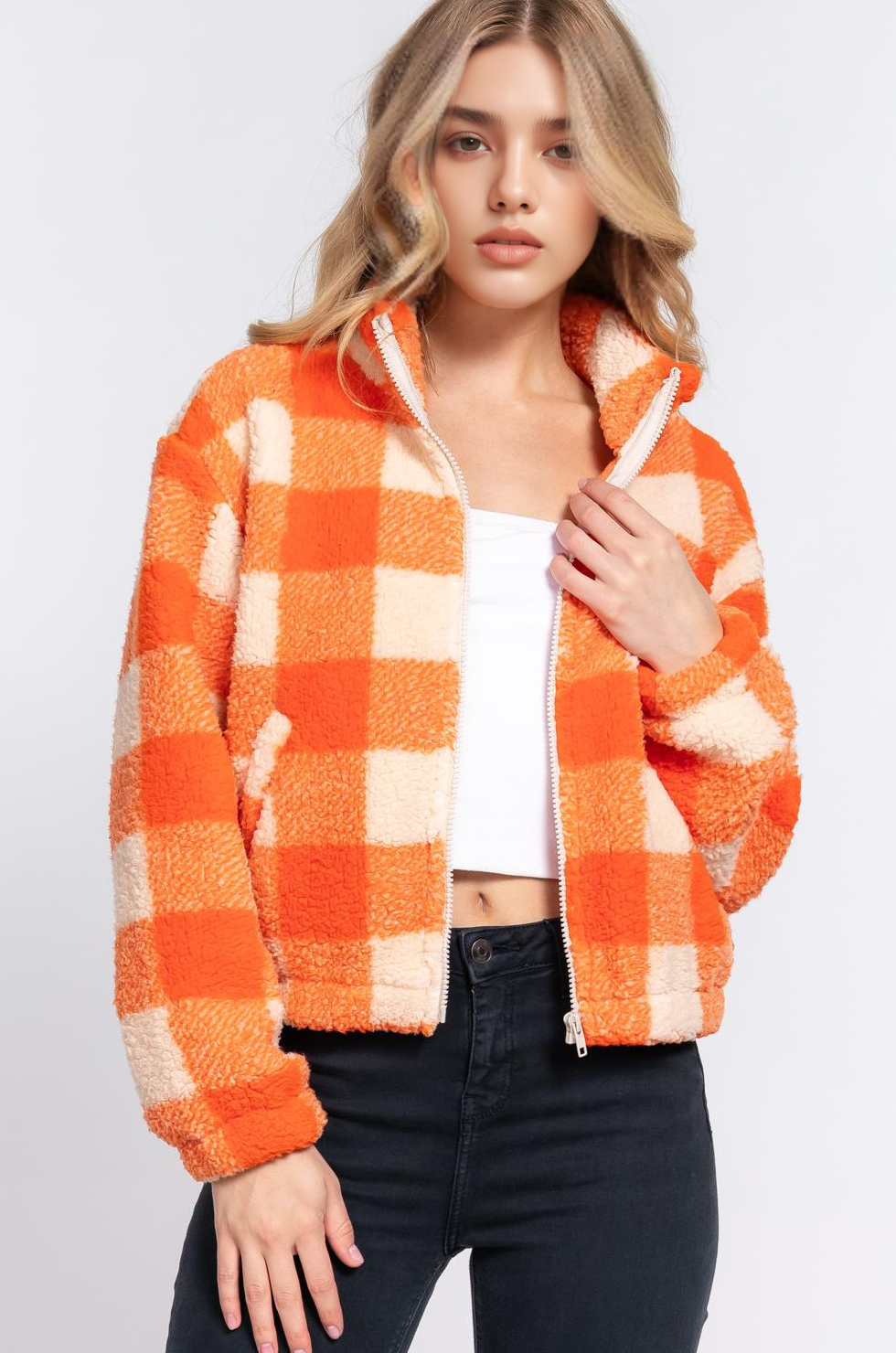Plaid Fur Jacket