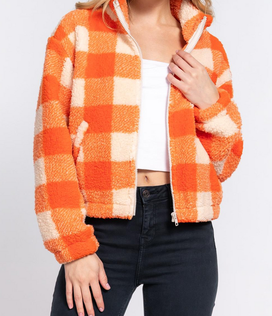 Plaid Fur Jacket