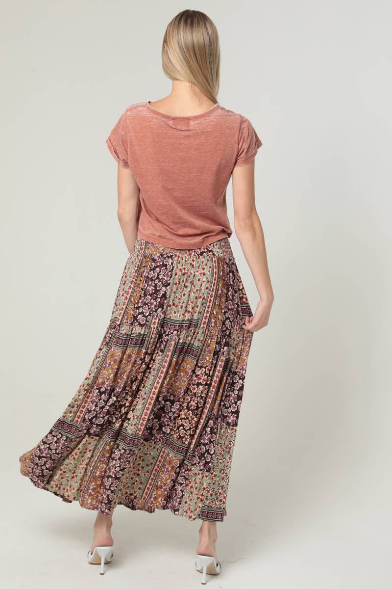 Fall Patchwork Maxi W/Slit