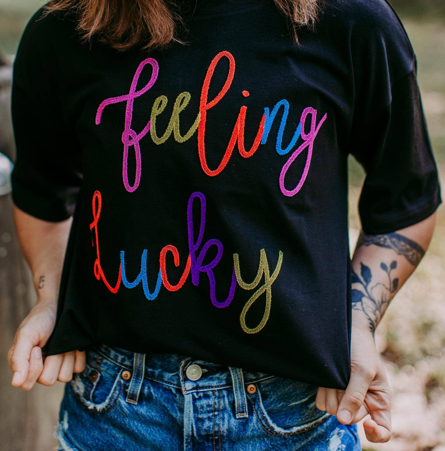 Feeling Lucky Embroidered Tee