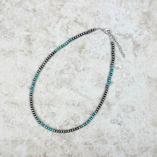 4mm Navajo Pearls w/Turquoise