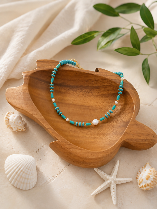 Turquoise Pearl Beaded Necklace