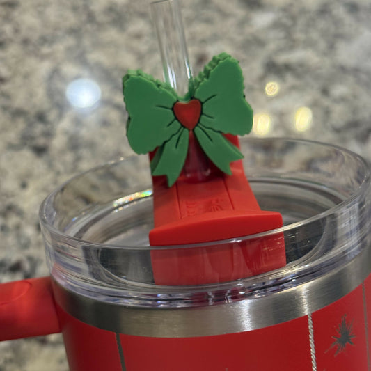 Grinch Bow Straw Charm